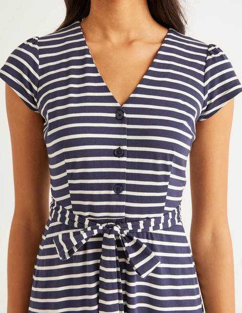 Frances Jersey Midi Dress - Navy/Ivory Stripe Frances Jersey Midi Dress - Navy/Ivory Stripe