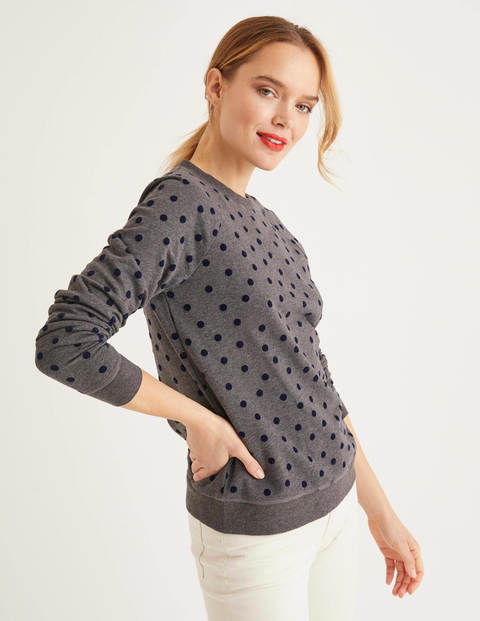The Sweatshirt - Charcoal Marl/Navy, Flock Spot The Sweatshirt - Charcoal Marl/Navy, Flock Spot