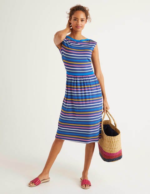 Eleanor Jerseykleid - Edelsteinblau/Sonnengelb, Gestreift Eleanor Jerseykleid - Edelsteinblau/Sonnengelb, Gestreift