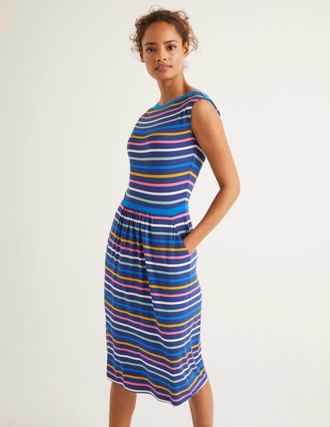 Eleanor Jerseykleid - Edelsteinblau/Sonnengelb, Gestreift Eleanor Jerseykleid - Edelsteinblau/Sonnengelb, Gestreift
