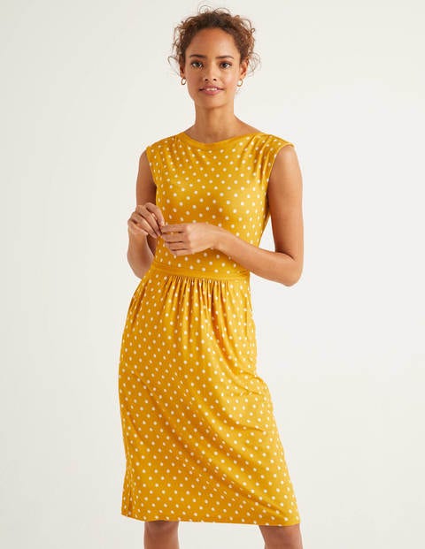 Eleanor Jersey Dress - Tuscan Sun, Linear Brand Spot Eleanor Jersey Dress - Tuscan Sun, Linear Brand Spot