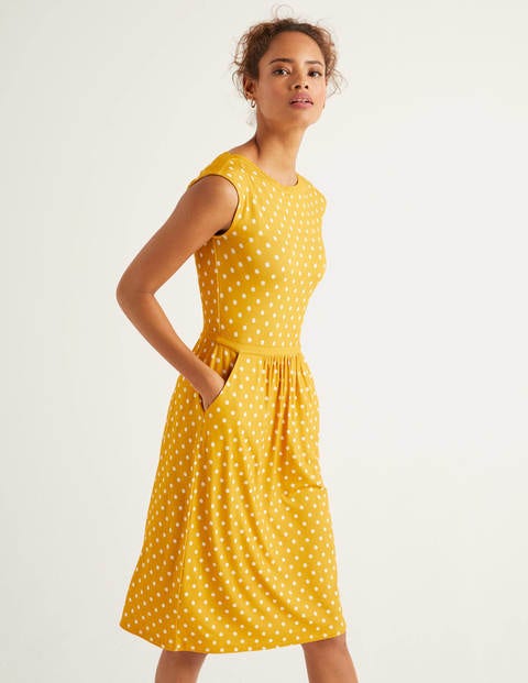 Eleanor Jersey Dress - Tuscan Sun, Linear Brand Spot Eleanor Jersey Dress - Tuscan Sun, Linear Brand Spot
