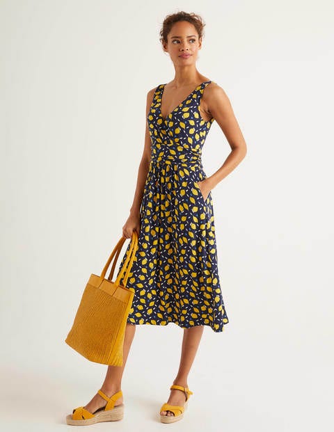 Effie Jersey Dress - Navy, Lemon Fruit Effie Jersey Dress - Navy, Lemon Fruit