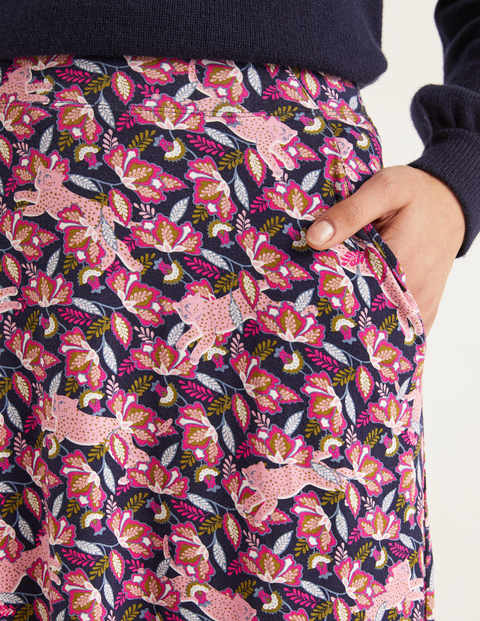Jersey Midi Skirt - Navy, Cheetah Bloom Jersey Midi Skirt - Navy, Cheetah Bloom
