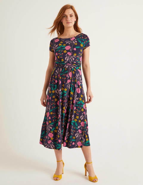 Faye Jersey Midi Dress - Navy, Garden Charm Faye Jersey Midi Dress - Navy, Garden Charm