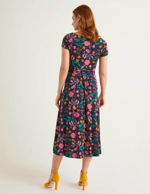 Faye Jersey Midi Dress - Navy, Garden Charm Faye Jersey Midi Dress - Navy, Garden Charm