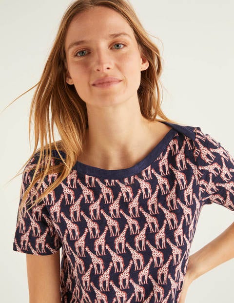 Georgia Jersey T-Shirt Dress - Navy, Safari Giraffe Georgia Jersey T-Shirt Dress - Navy, Safari Giraffe