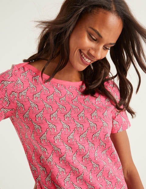 Robe T-shirt Georgia en jersey - Camélia vif, girafe safari Robe T-shirt Georgia en jersey - Camélia vif, girafe safari