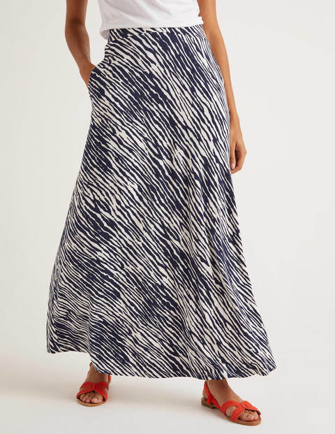 Jupe Longue En Jersey Bleu Marine Motif Safari Boden Fr