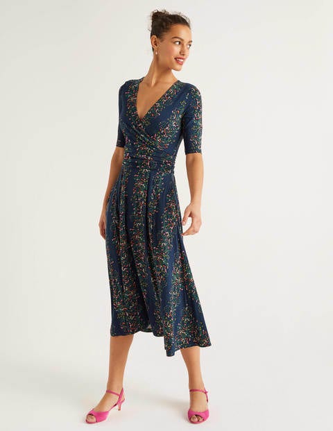 Robe midi Kassidy en jersey - Bleu marine, motif Garden Party Robe midi Kassidy en jersey - Bleu marine, motif Garden Party