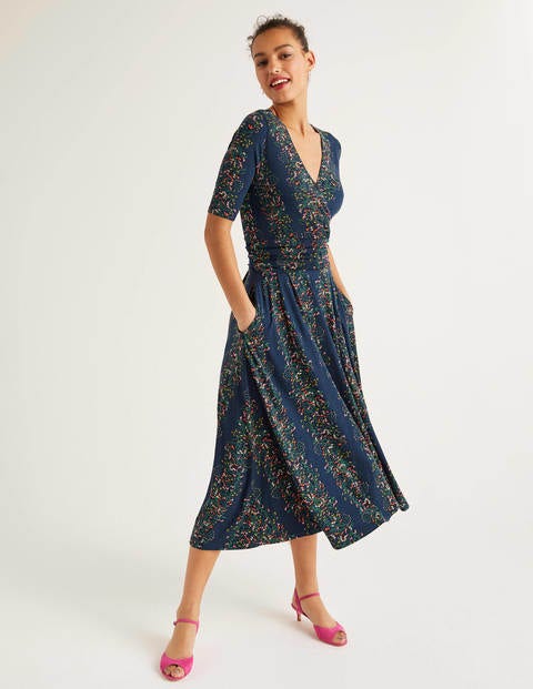 Robe midi Kassidy en jersey - Bleu marine, motif Garden Party Robe midi Kassidy en jersey - Bleu marine, motif Garden Party