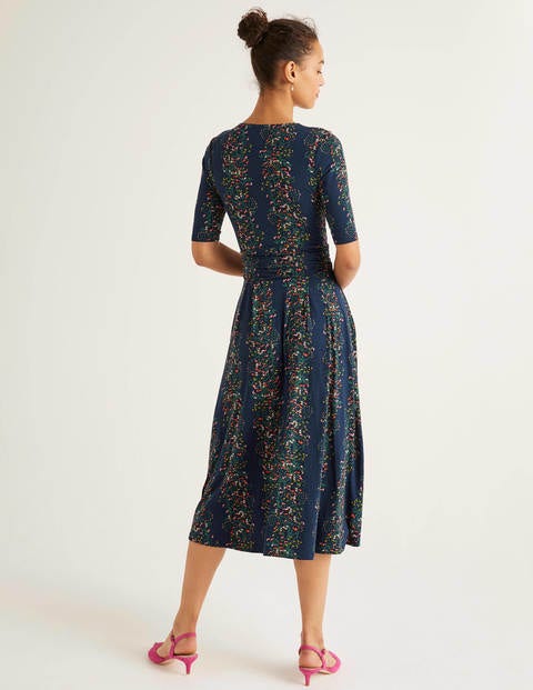 Robe midi Kassidy en jersey - Bleu marine, motif Garden Party Robe midi Kassidy en jersey - Bleu marine, motif Garden Party