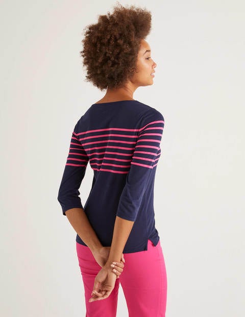 Dolores Jersey Breton - Navy/Festival Pink Dolores Jersey Breton - Navy/Festival Pink