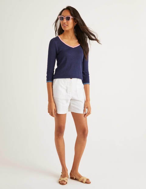 T-shirt col V Cornelia en lin - Bleu marine T-shirt col V Cornelia en lin - Bleu marine