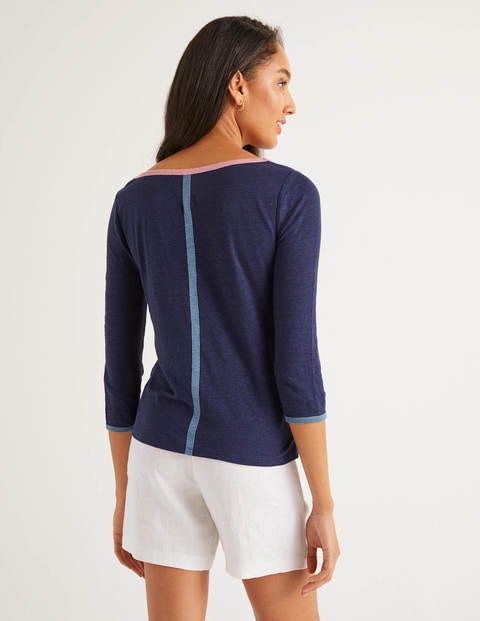 T-shirt col V Cornelia en lin - Bleu marine T-shirt col V Cornelia en lin - Bleu marine