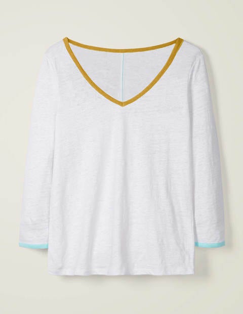 Cornelia Leinen-T-Shirt mit V-Ausschnitt - Weiß Cornelia Leinen-T-Shirt mit V-Ausschnitt - Weiß