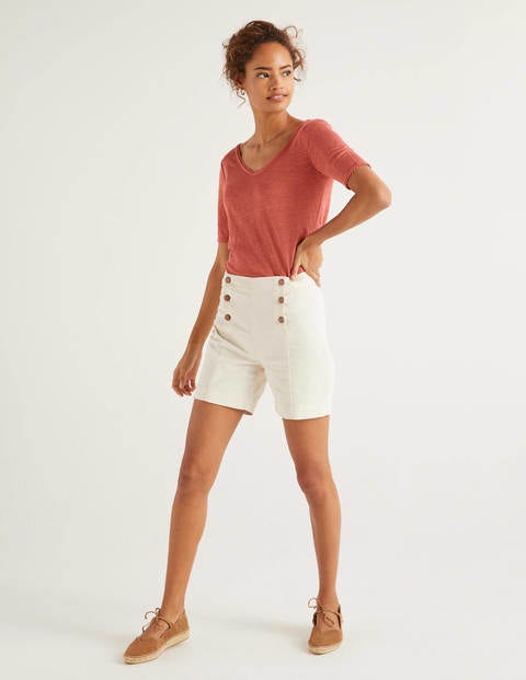 Serena Scallop Trim Linen Tee - Rouge Serena Scallop Trim Linen Tee - Rouge