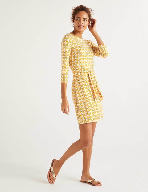 Sylvia Tie Jersey Tunic - Tuscan Sun, Retro Geo Sylvia Tie Jersey Tunic - Tuscan Sun, Retro Geo