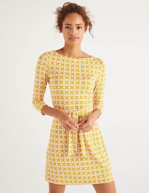 Sylvia Tie Jersey Tunic - Tuscan Sun, Retro Geo Sylvia Tie Jersey Tunic - Tuscan Sun, Retro Geo