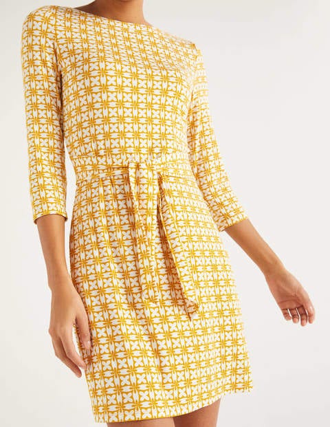 Sylvia Tie Jersey Tunic - Tuscan Sun, Retro Geo Sylvia Tie Jersey Tunic - Tuscan Sun, Retro Geo