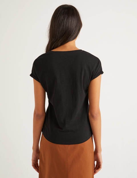 The Cotton Turn Up Cuff Tee - Black The Cotton Turn Up Cuff Tee - Black