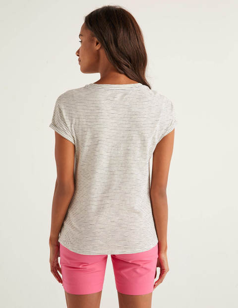 The Cotton Turn Up Cuff Tee - Ivory/Navy The Cotton Turn Up Cuff Tee - Ivory/Navy