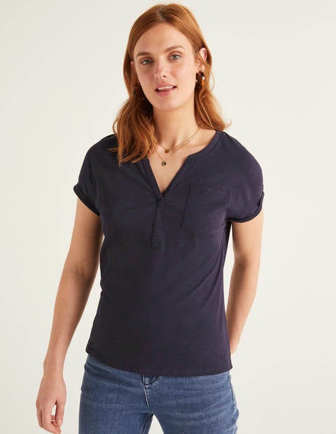 The Cotton Turn Up Cuff Tee - Navy The Cotton Turn Up Cuff Tee - Navy