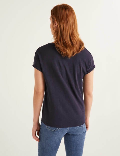 The Cotton Turn Up Cuff Tee - Navy The Cotton Turn Up Cuff Tee - Navy