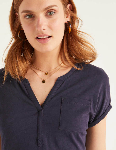 The Cotton Turn Up Cuff Tee - Navy The Cotton Turn Up Cuff Tee - Navy