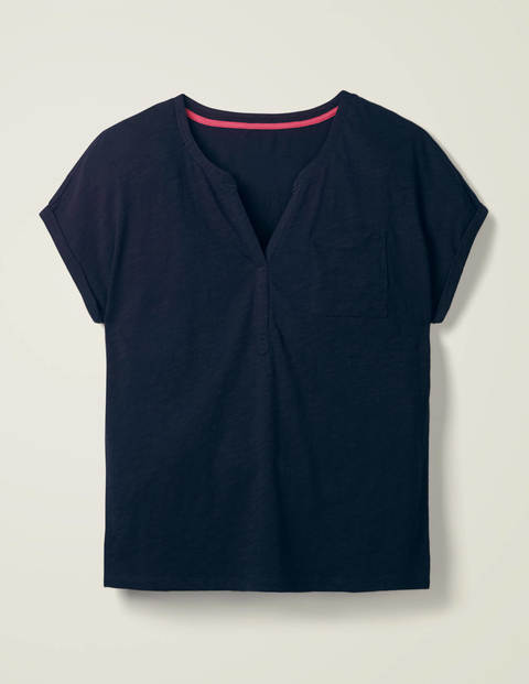 The Cotton Turn Up Cuff Tee - Navy The Cotton Turn Up Cuff Tee - Navy