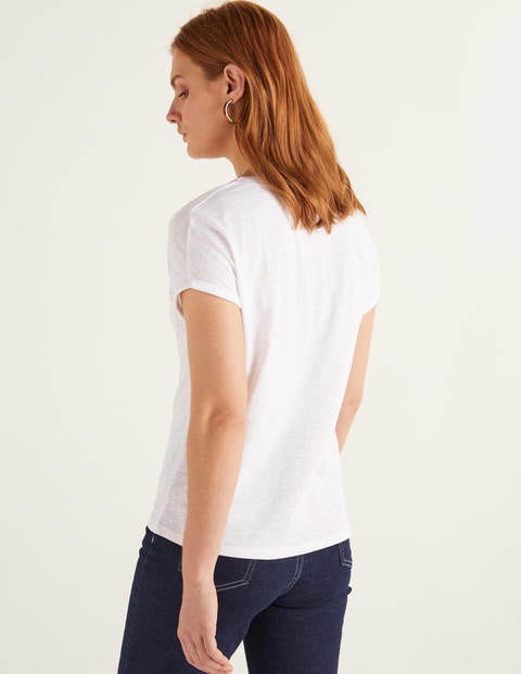 The Cotton Turn Up Cuff Tee - White The Cotton Turn Up Cuff Tee - White