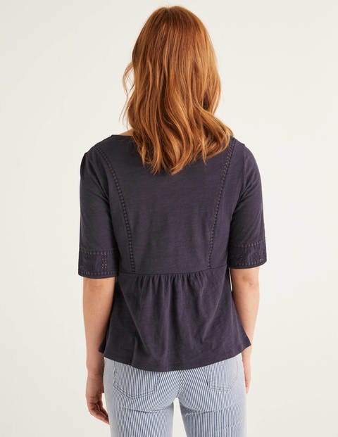 Margot Broderie Jersey Top - Navy Margot Broderie Jersey Top - Navy