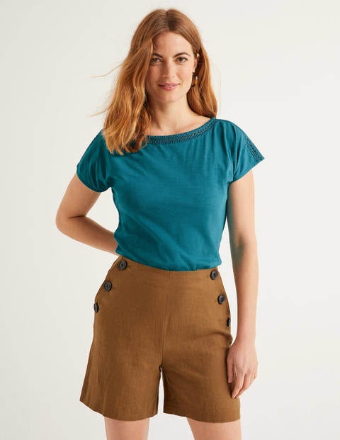 Darcey Jersey-T-Shirt Mit Stickerei - Petrol Darcey Jersey-T-Shirt Mit Stickerei - Petrol