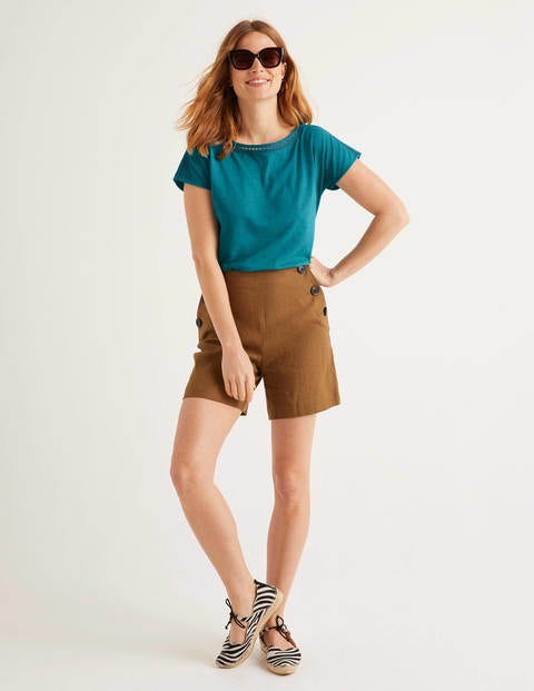 Darcey Jersey-T-Shirt Mit Stickerei - Petrol Darcey Jersey-T-Shirt Mit Stickerei - Petrol