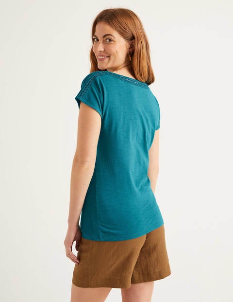 Darcey Jersey-T-Shirt Mit Stickerei - Petrol Darcey Jersey-T-Shirt Mit Stickerei - Petrol