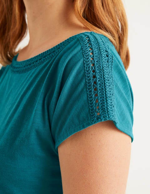 Darcey Jersey-T-Shirt Mit Stickerei - Petrol Darcey Jersey-T-Shirt Mit Stickerei - Petrol