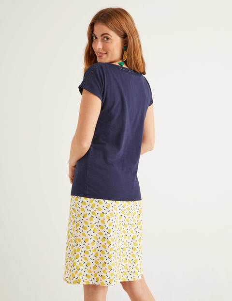 Darcey Embroidered Jersey Tee - Navy Darcey Embroidered Jersey Tee - Navy