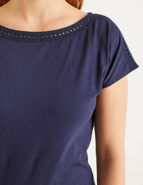 Darcey Embroidered Jersey Tee - Navy Darcey Embroidered Jersey Tee - Navy