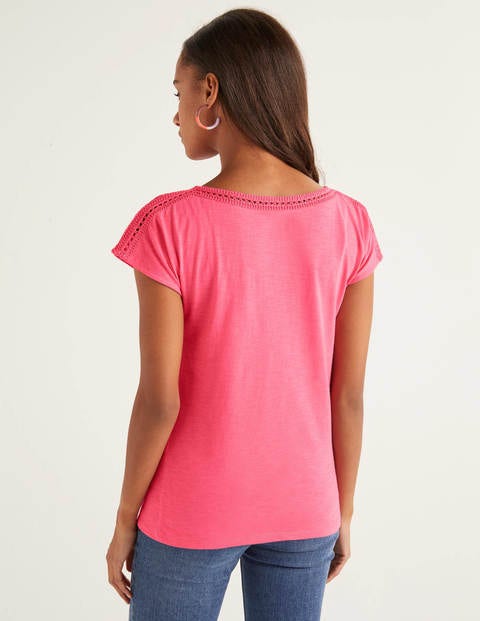 Darcey Jersey-T-Shirt Mit Stickerei - Helles Pink Darcey Jersey-T-Shirt Mit Stickerei - Helles Pink