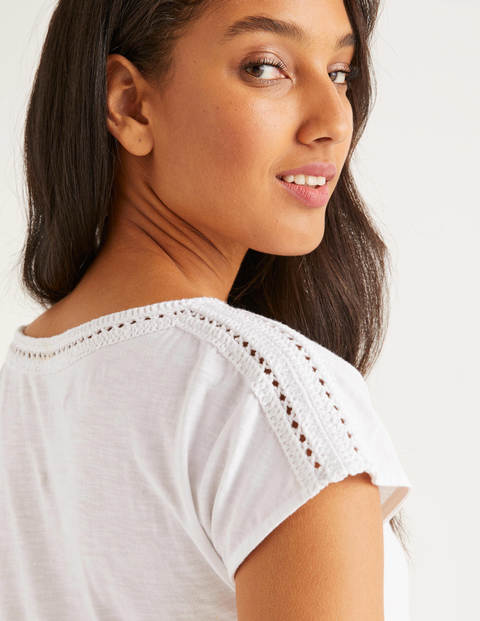 Darcey Embroidered Jersey Tee - White Darcey Embroidered Jersey Tee - White