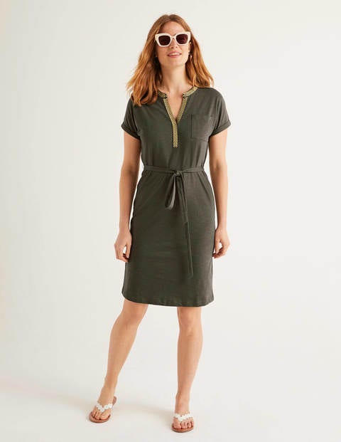 khaki jersey dress