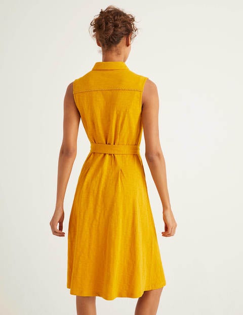 Rhoda Jersey-Hemdblusenkleid mit Zierborte - Sonnengelb Rhoda Jersey-Hemdblusenkleid mit Zierborte - Sonnengelb