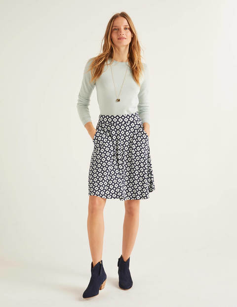Jupe Edie en jersey - Bleu marine, motif Diamond Drop Jupe Edie en jersey - Bleu marine, motif Diamond Drop