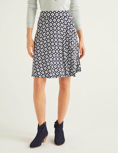 Jupe Edie en jersey - Bleu marine, motif Diamond Drop Jupe Edie en jersey - Bleu marine, motif Diamond Drop