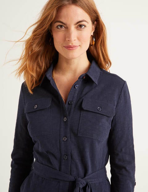 Rowena Jersey Shirt Dress - Navy Rowena Jersey Shirt Dress - Navy