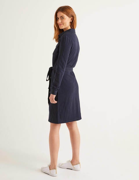 Rowena Jersey Shirt Dress - Navy Rowena Jersey Shirt Dress - Navy