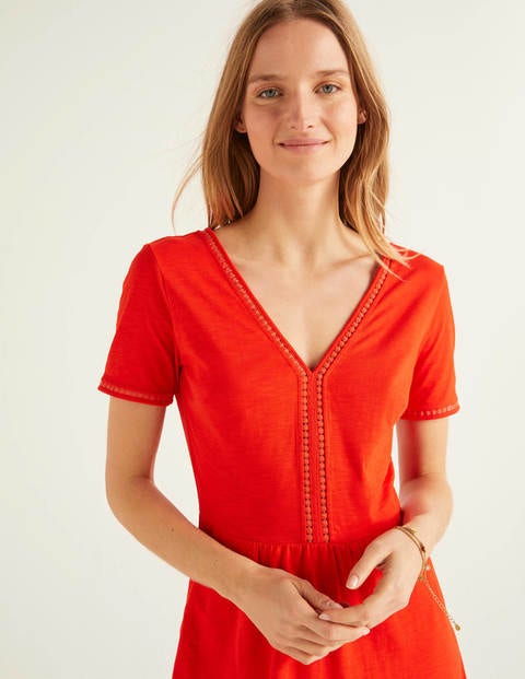 Carmen Trim Jersey Dress - Orange Sunset Carmen Trim Jersey Dress - Orange Sunset