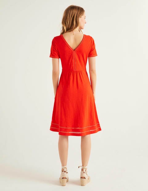 Carmen Trim Jersey Dress - Orange Sunset Carmen Trim Jersey Dress - Orange Sunset