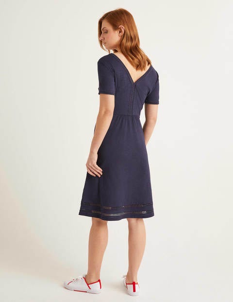 Carmen Trim Jersey Dress - Navy Carmen Trim Jersey Dress - Navy