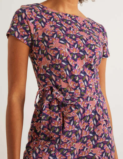 Tia Scoop Back Jersey Jumpsuit - Navy, Cheetah Bloom Tia Scoop Back Jersey Jumpsuit - Navy, Cheetah Bloom
